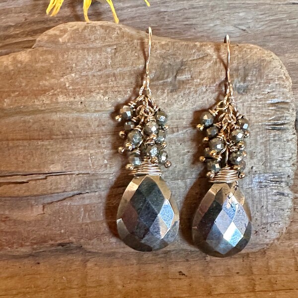 Gold Dome + Pyrite Earrings