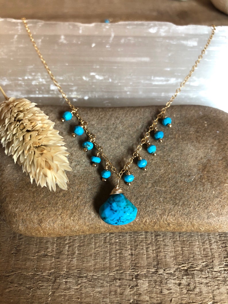 Faruodis Türkis Halskette - Blatt Anhänger Boho Schmuck Frauen