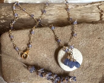 Tanzanite gemstone gold filled handmade pendant necklace