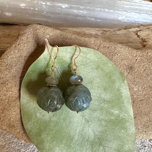 Labradorite gemstone gold handmade dangle earrings