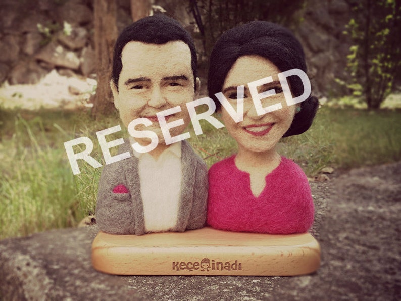 Reserved for Wail Wool Portrait couple 17 cm free shipping image 1