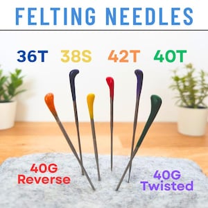 Single Felting Needles - 36T-38S-42T-40T-Spiral-Twisted-Reverse* Color-Coded Single Point Needles with Rubber Handles