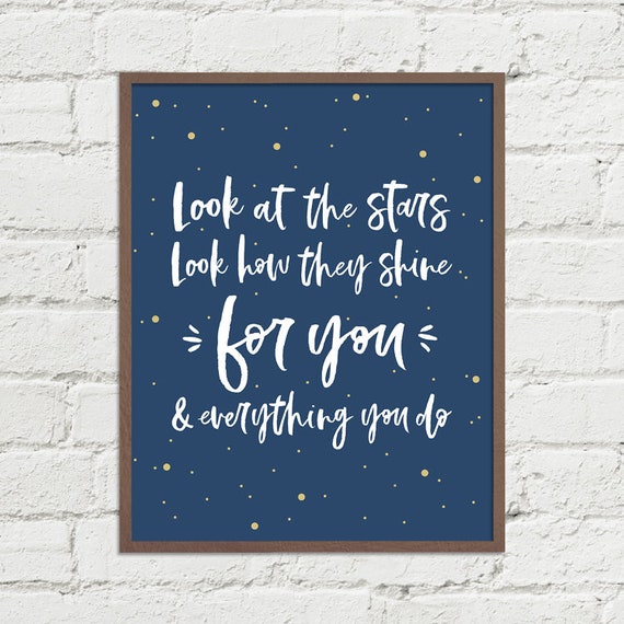 Look At The Stars How They Shine For You Yellow Coldplay Etsy