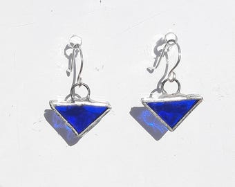 Gebrandschilderde oorbellen - Blauw