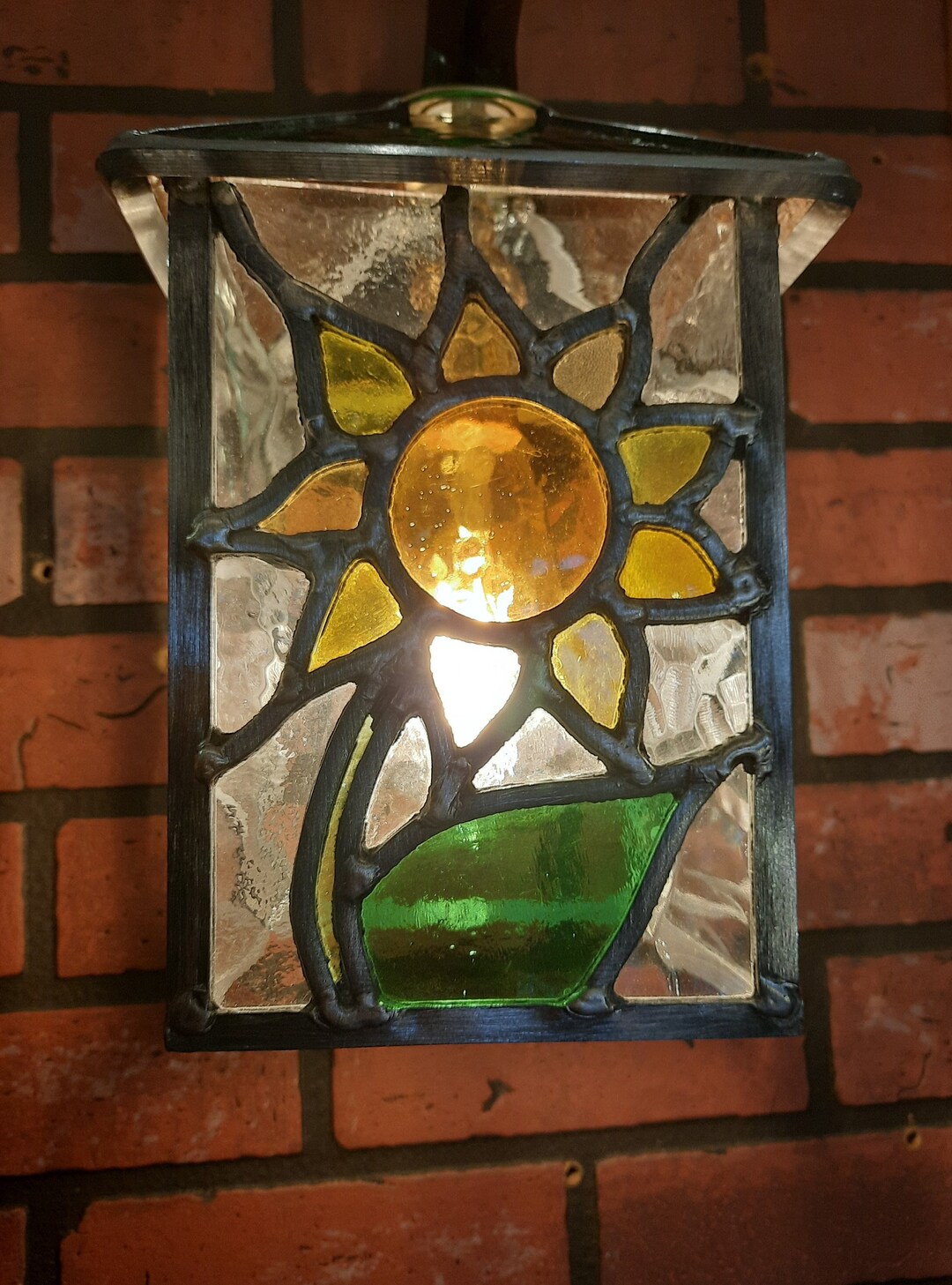Stained Glass Outside Wall Light Sunflower Design Etsy UK