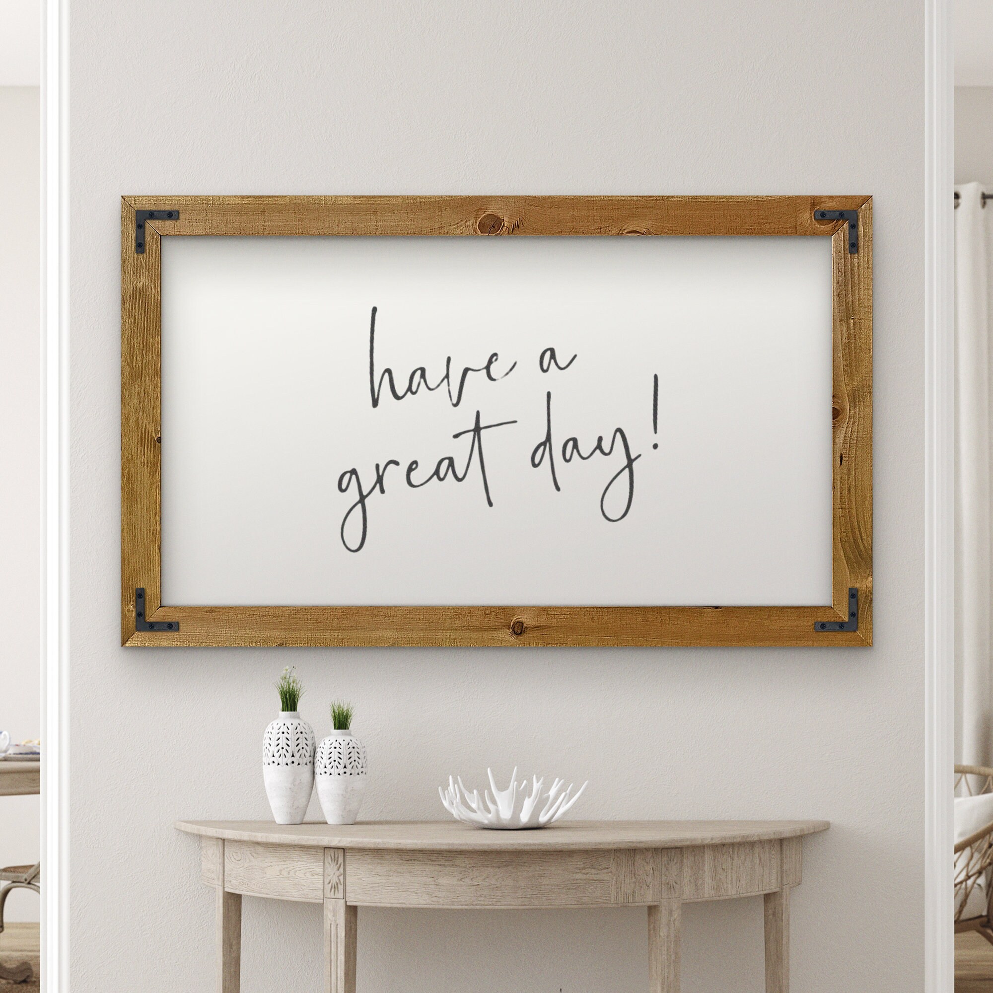 Rustic Wood Framed Dry Erase Whiteboard Farmhouse Whiteboard Etsy