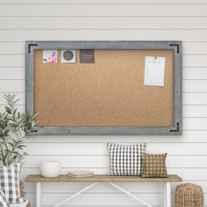 Farmhouse Cork Board: Handcrafted Wood Frame, Office Decor