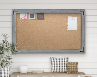 Rustic Wood Framed Cork Board — Bulletin Board / Message Board / Large Cork Board / Farmhouse Cork Board / Frame Cork Board / Office Decor