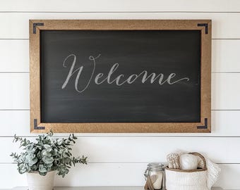 Wood Framed Chalkboard, Handmade Message Board, Home Office Decor, Wall Organizer