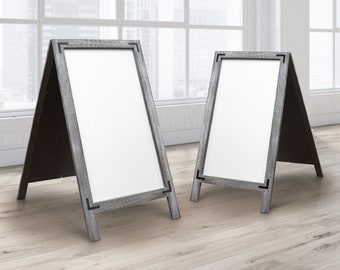 Rustic Wood Framed Dry Erase Whiteboard Easel — Whiteboard Sign / Sandwich Board / Sidewalk Sign / Sandwich Board Sign / White Board