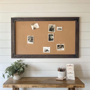 Farmhouse Wood Framed Cork Board, Handmade Bulletin Board, Home Office Decor, Pin Message Organizer