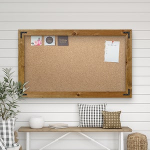 Rustic Wood Framed Cork Board — Bulletin Board / Message Board / Large Cork Board / Farmhouse Cork Board / Frame Cork Board / Office Decor