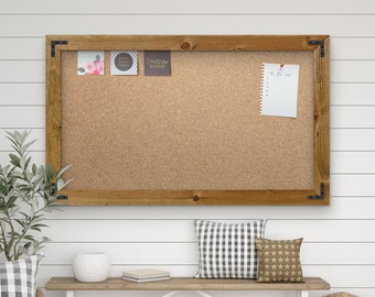 Rustic Wood Framed Cork Board — Bulletin Board / Message Board / Large Cork Board / Farmhouse Cork Board / Frame Cork Board / Office Decor