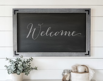 Handmade Farmhouse Chalkboard Sign, Wood Message Board, Entryway Decor