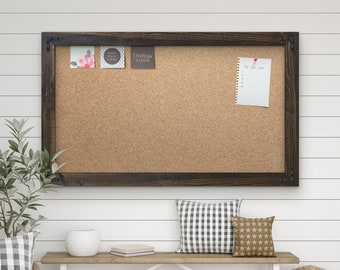 Rustic Wood Framed Cork Board — Bulletin Board / Message Board / Large Cork Board / Farmhouse Cork Board / Frame Cork Board / Office Decor