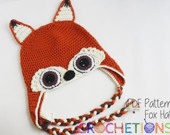 PADRÃO DE CROCHÊ - Chapéu de Raposa / Chapéu de Animal da Floresta, Chapéu de Crochê de Animal, Chapéu de Crochê de Raposa - SOMENTE O PADRÃO
