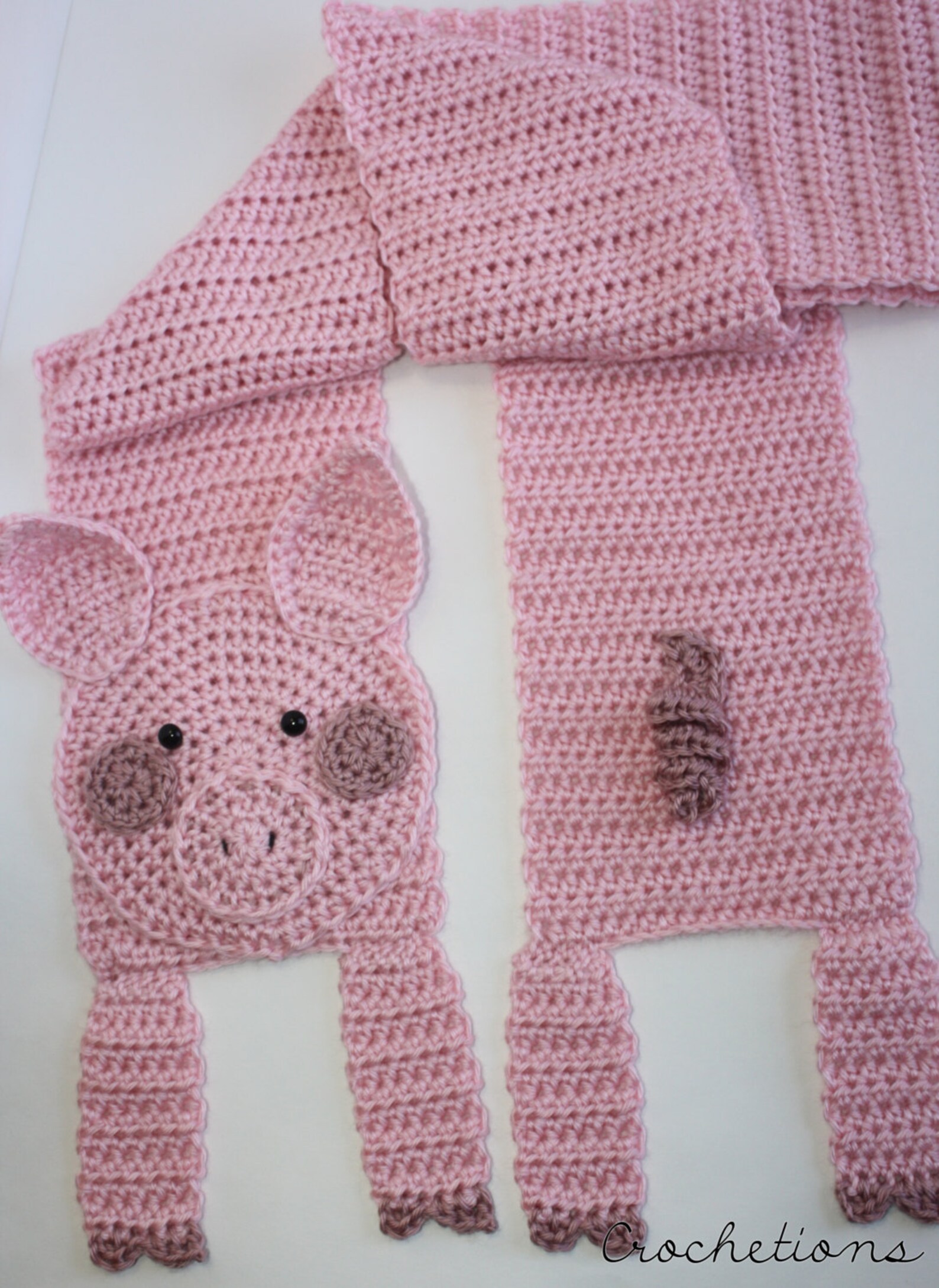 Crochet PATTERN Piggy Scarf / Farm Animal Scarf Pig Scarf Etsy