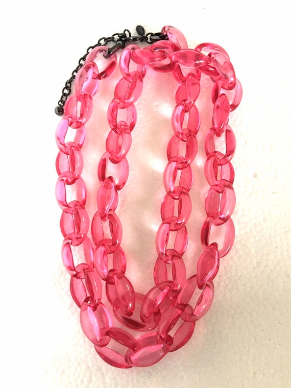 Joan Rivers Lucite Necklace-Pink Lucite Necklace-P