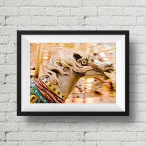 Carousel Horse Photograph Carnival Merry-Go-Round Ocean City Maryland Nursery Decor Circus Horse Photo Wall Art 8x10 16x20 image 2