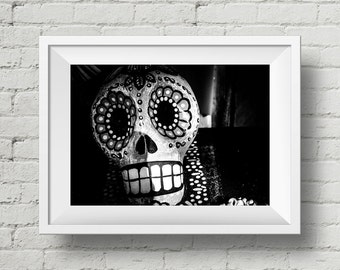 Day of the Dead Photo, Dia de Los Muertos Art, Sugar Skulls, Mexican Folk Art, Decorated Skulls, Mexican Decor, Psychedelic Wall Art, Travel