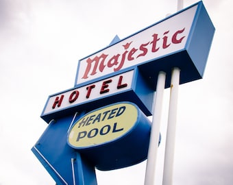 Retro Home Decor, Vintage Hotel Sign, Ocean City, Maryland, Majestic Motel, Boardwalk Sign, Beach Decor, Travel and Fine Art Photography