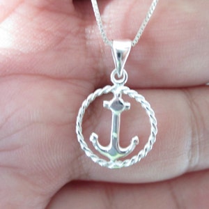 Anchor with Rope Halo Necklace-Sterling Silver*