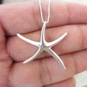Medium Dancing Starfish Pendant Sterling Silver - Plain Sterling Silver and Yellow plating over Sterling Silver
