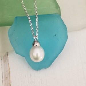 Pearl drop Necklace- Sterling Silver- Beaded Necklace -925 Sterling Silver