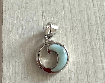 Wave Larimar Pendant with  925 Sterling Silver  (5 options available) - Dominican Larimar - Calming Stone
