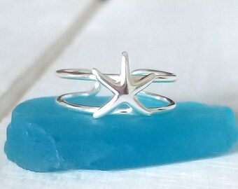 Starfish Toe Ring - Sterling Silver Hi Polished (D)