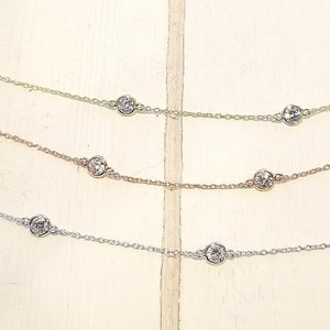 Diamonds CZ by the Yard Necklace Sterling Silver 3 colors available in 5 lengths Silver, Rose & Yellow image 2