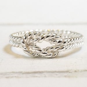 Sterling silver double rope double knot ring 925 nautical knot
