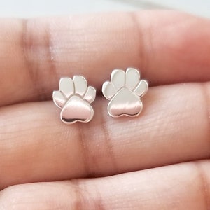 Paw Print stud earrings - Pet jewelry - Sterling Silver