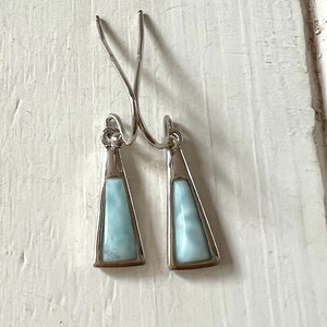 Tapered Larimar Earrings with  925 Sterling Silver  (5 options available) - Dominican Larimar - Calming Stone