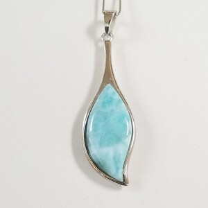Teardrop Larimar Pendant with  925 Sterling Silver  - Dominican Larimar - Calming Stone (4 options available)