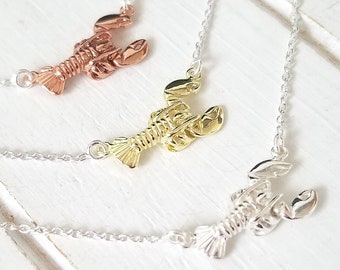 Lobster necklace- Maine Lobster Jewelry - Sterling Silver , Rose gold Plating & Yellow gold Plating over sterling silver 925 *