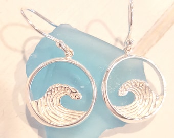 Wave Earrings- 925 Sterling Silver-- Beach jewelry - Summer wedding - Bridesmaids*