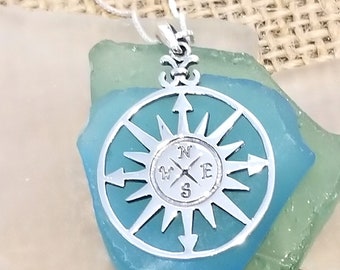 Collier boussole marin - Argent sterling oxydé - Bijoux boussole - Bijoux nautiques - Bijoux médaillon*