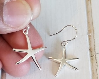 Sterling Silver Starfish Earrings - Hi Polished*