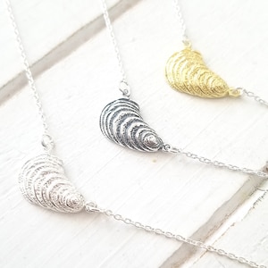 Sideway Oyster necklace  925 solid sterling silver* - Also available Oxidized and Gold Plated/ two tone
