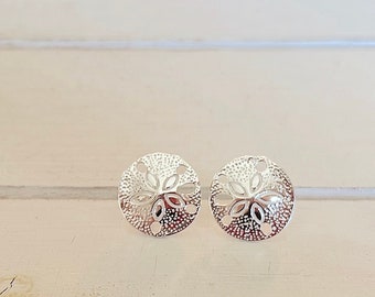Sand Dollar earrings (large) - 925 Sterling Silver - Studs and  Dangling - Sterling Silver