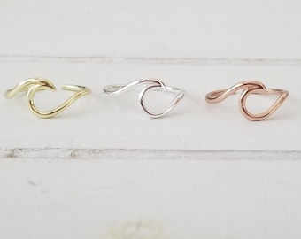 Wave toe ring- Plain Sterling Silver , Rose gold Plating & Yellow gold Plating over sterling silver 925 *