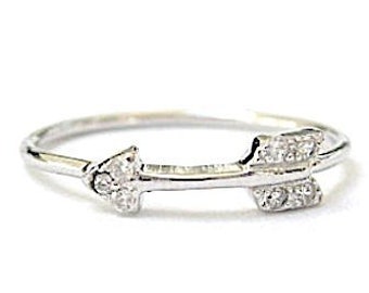 Arrow ring with Cz- Sterling Silver - New Beginnings- New Directions - Faith Hope & Love