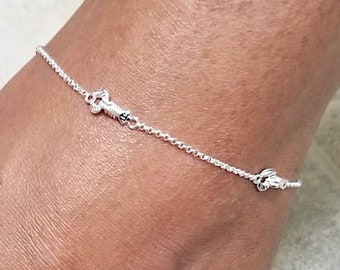 Triple Lobster  Anklet - Sterling Silver Hi Polished - Beach jewelry - Ankle jewelry- Body Jewelry(D)