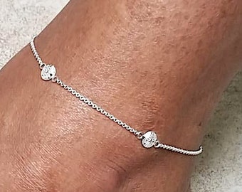 Sand Dollar Anklet with 3 Sand Dollars - Sterling Silver (D)