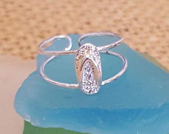 Flipflop Toe Ring - Sterling Silver Hi Polished - Beach jewelry - Toe jewelry- Body Jewelry (D)