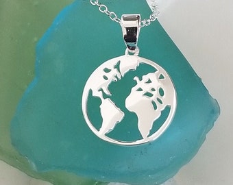 Globe terrestre en argent sterling - Argent sterling uni et placage jaune sur argent sterling - Voyageur du monde - Mariage à destination*