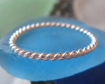 Thin Rope band - Sterling Silver - Stackable ( Sizes 2 to 12 available) *