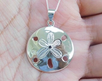 Large Sand Dollar Necklace- Sterling Silver*