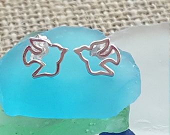 Dove stud earrings - Sterling Silver - Small Dove earrings (D)